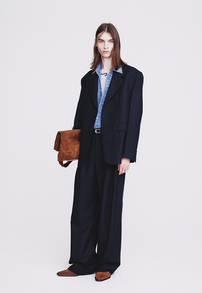 Tonywack - Virgin Wool Oversized Blazer (D.Navy Pinstripe) product image 1 | TRAB K-Fashion Australia