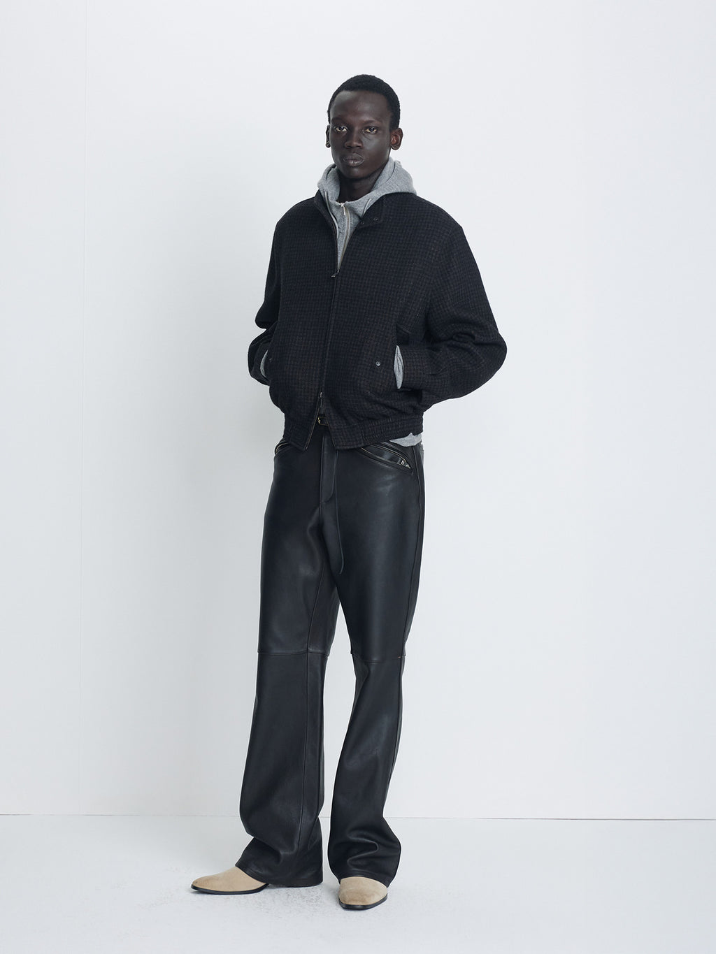 Tonywack - Lamb Leather Biker Pants (Midnight Brown) product image 2 | TRAB K-Fashion Australia