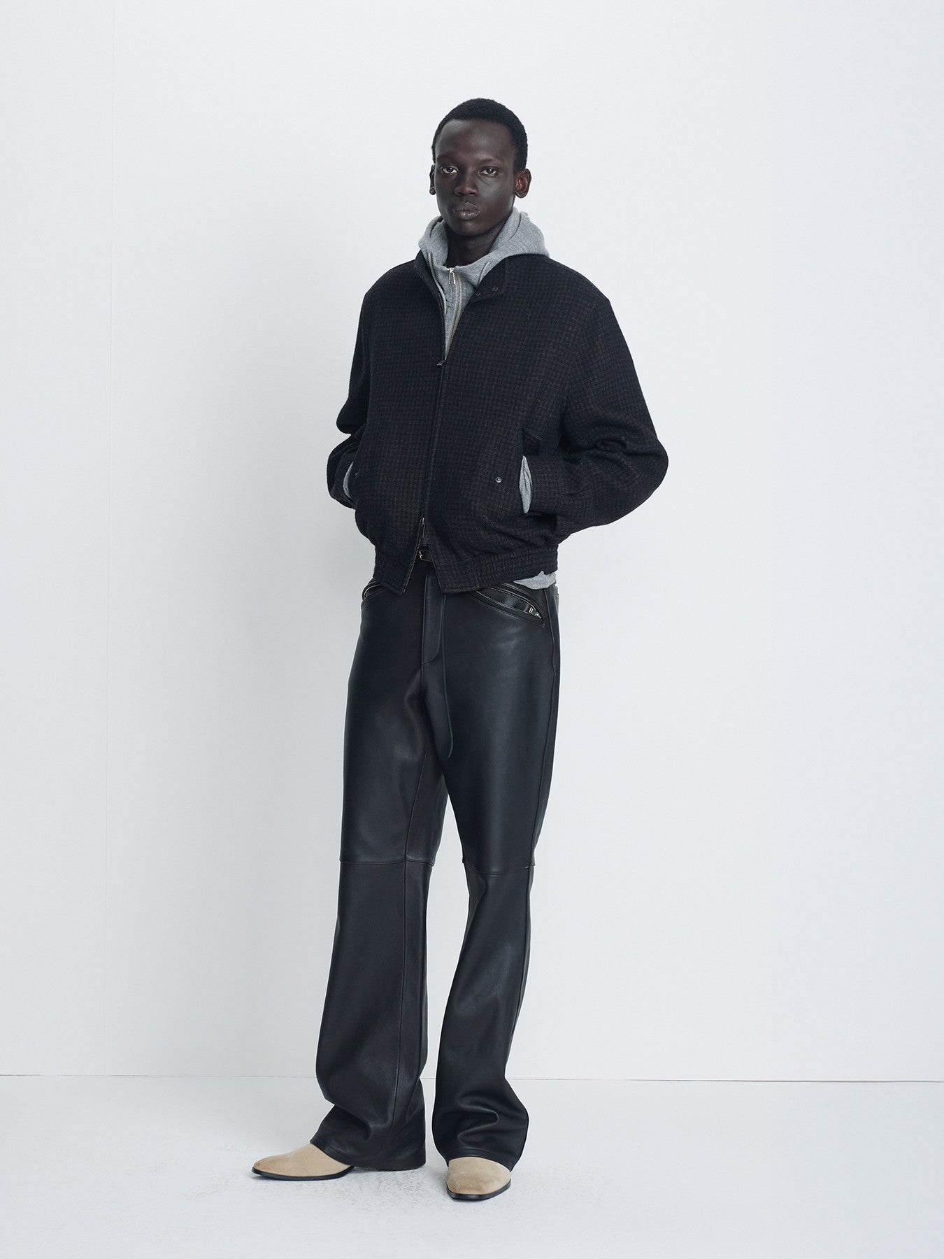 Tonywack - Lamb Leather Biker Pants (Midnight Brown) product image 2 | TRAB K-Fashion Australia