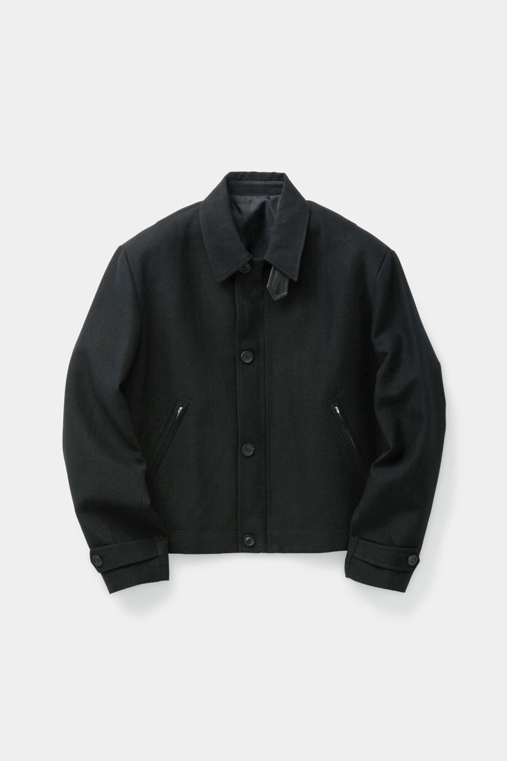 Coor - Wool Linen Blend Leather Tab Jacket (Black) product image 1 | TRAB K-Fashion Australia