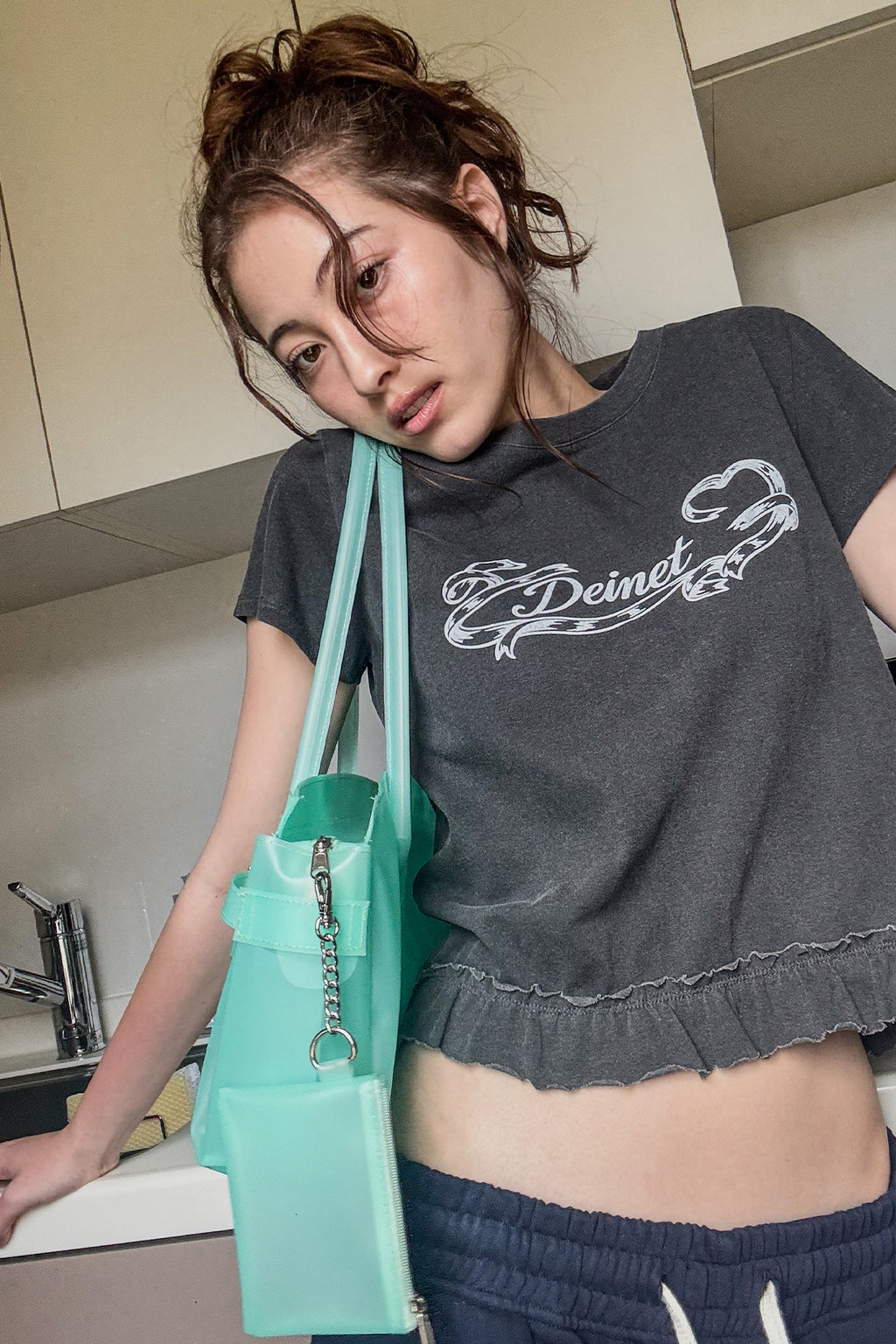 Deinet - [free Card Wallet] Jelly Two-Way Bag (Mint) product image 3 | TRAB K-Fashion Australia