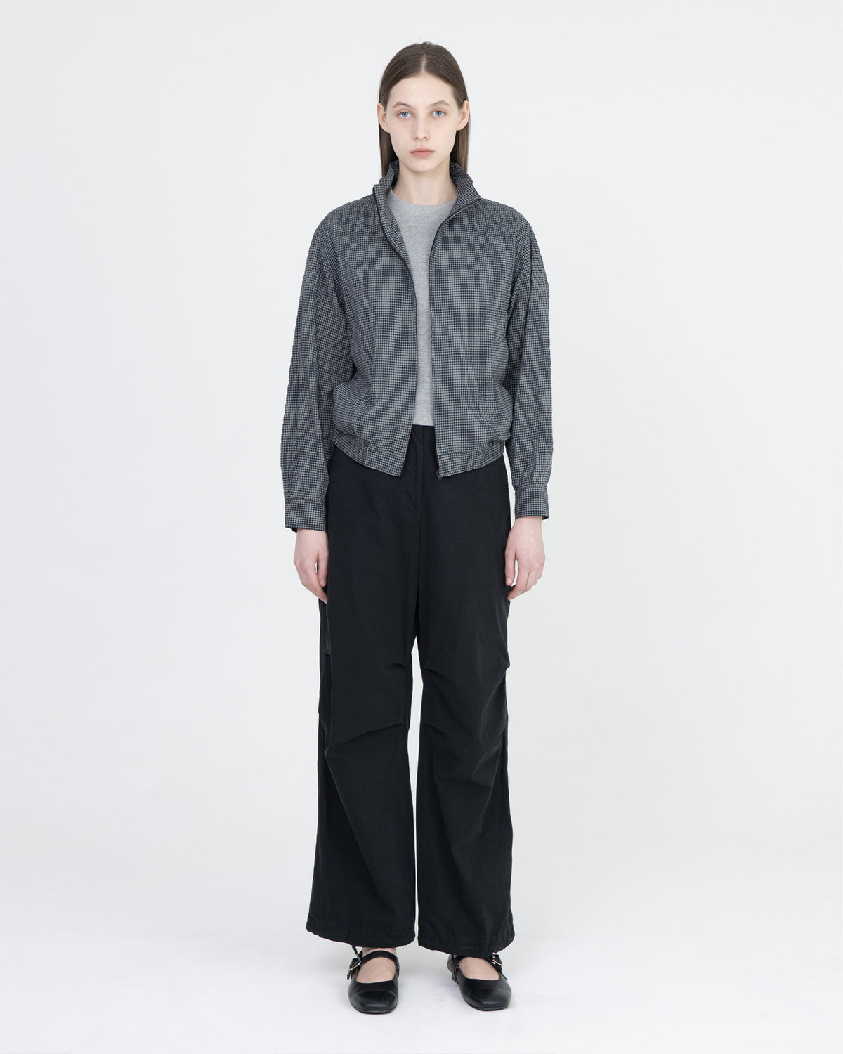 Brownyard - Organic Cotton Stand Collar Blouson (Grey Check) product image 1 | TRAB K-Fashion Australia