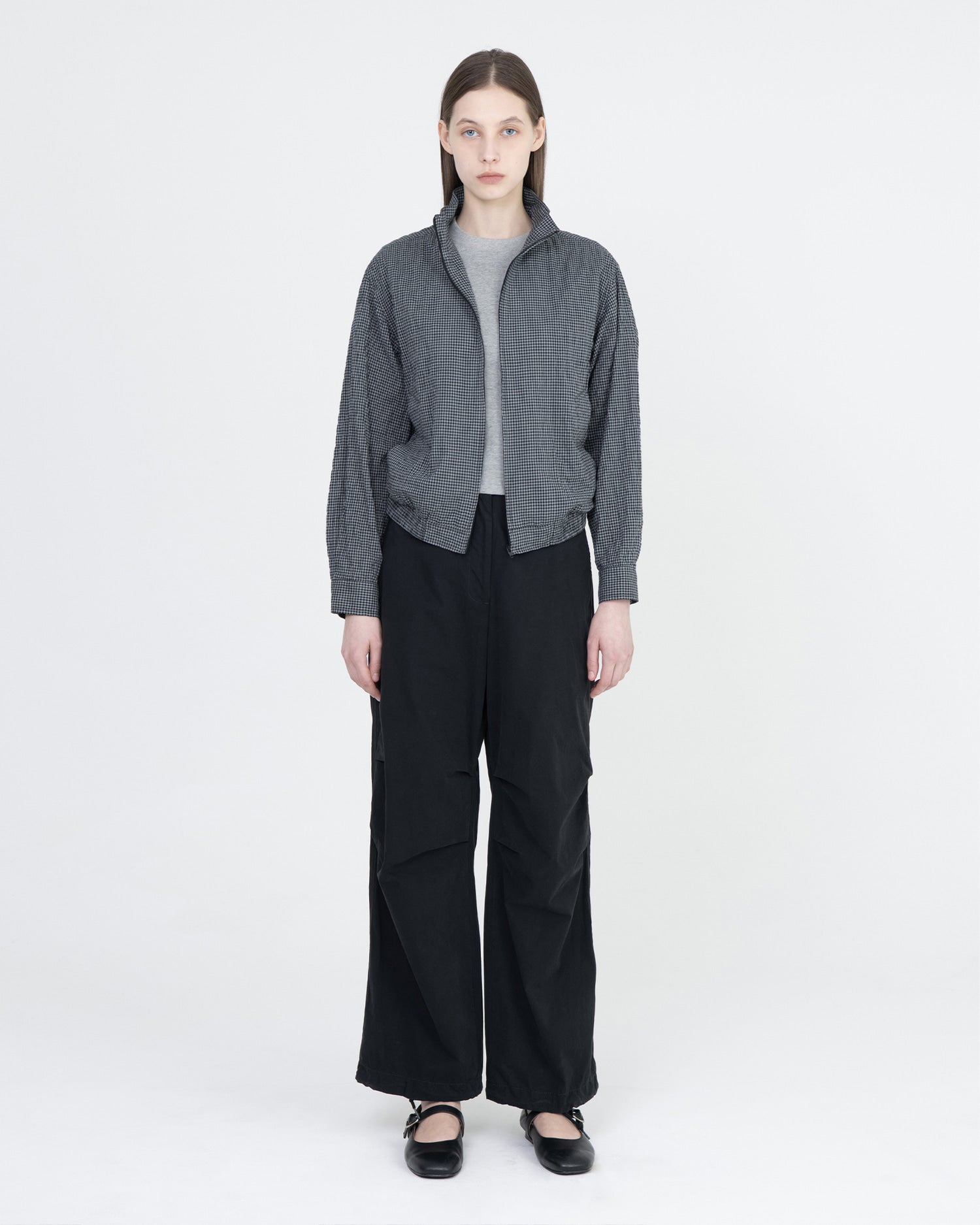 Brownyard - Organic Cotton Stand Collar Blouson (Grey Check) product image 1 | TRAB K-Fashion Australia