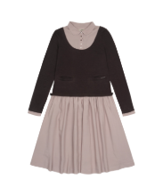 Coyseio - Layered Shirt Cardigan Shirring Dress (Dark Brown) product image 1 | TRAB K-Fashion Australia