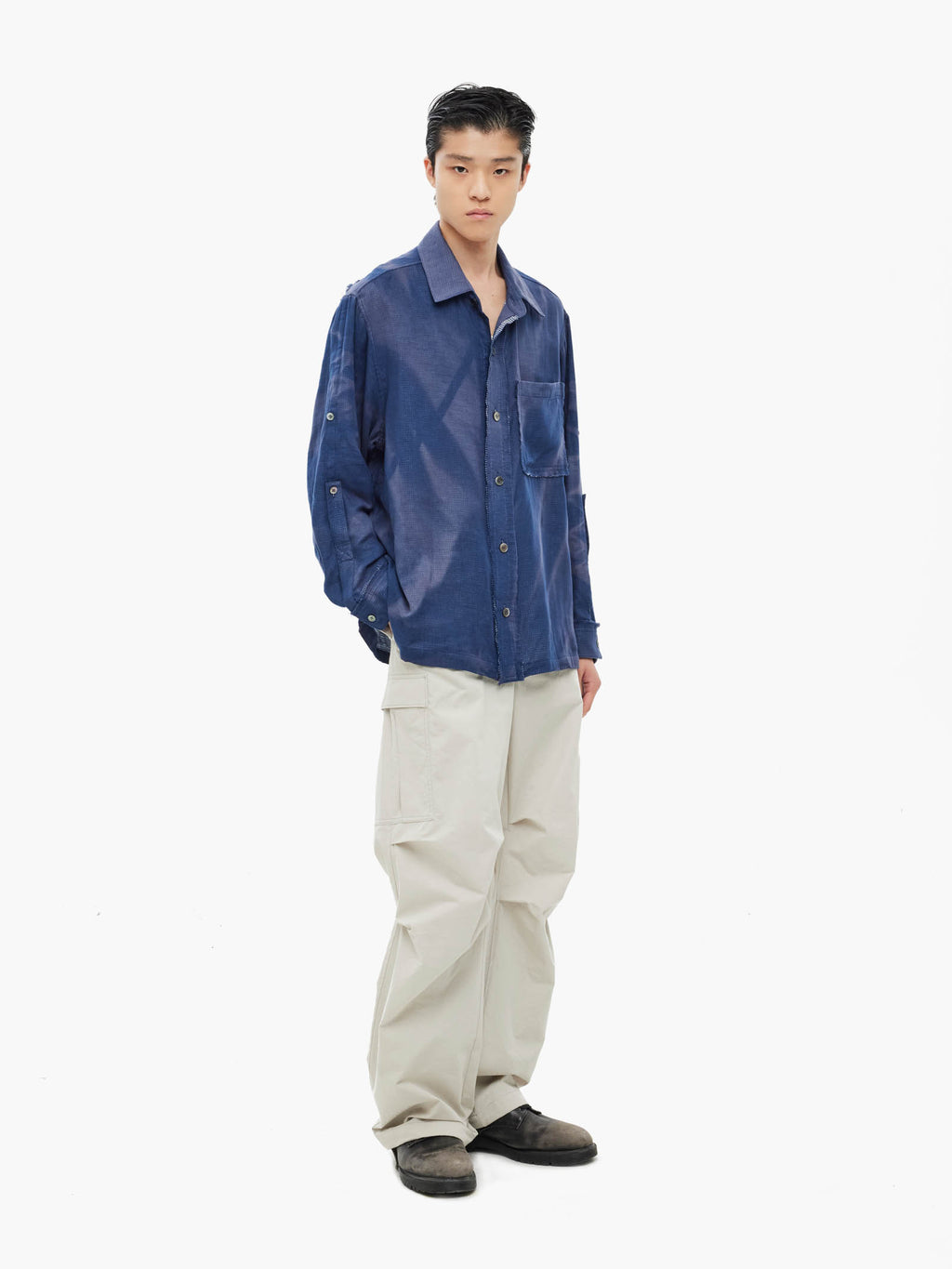 Jiyong Kim - Sun-Bleached Multi Pocket Pants (Light Grey) product image 1 | TRAB K-Fashion Australia