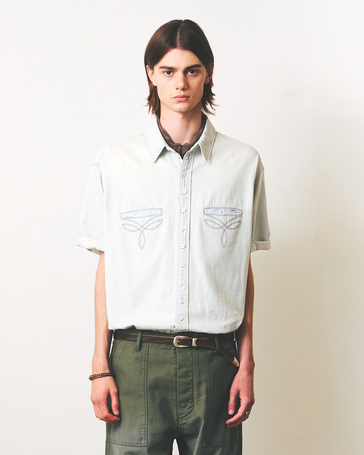 Eastlogue - Antique Country Half Shirts (Light Indigo) product image 2 | TRAB K-Fashion Australia