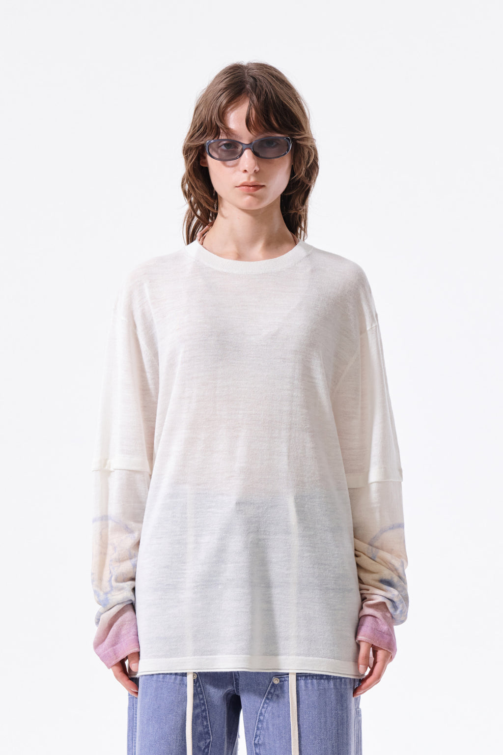 Matin Kim - Sleeve Print Knit Pullover (Ivory) product image 6 | TRAB K-Fashion Australia