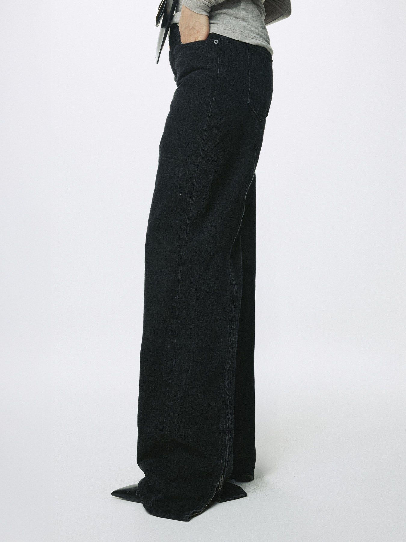 Tonywack - Zipped Wide Leg Denim (Black) product image 4 | TRAB K-Fashion Australia