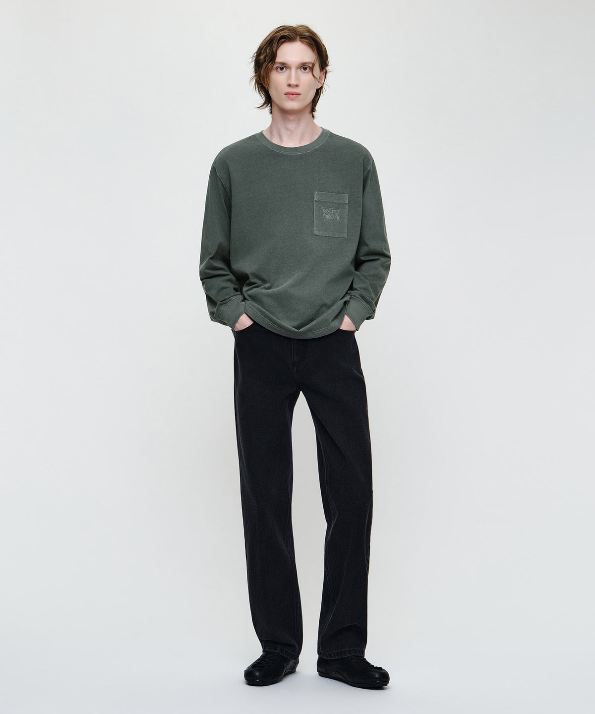 Marithe & Francois Girbaud - Doodle Classic Logo Washing Long Sleeve Tee (Charcoal) product image 4 | TRAB K-Fashion Australia