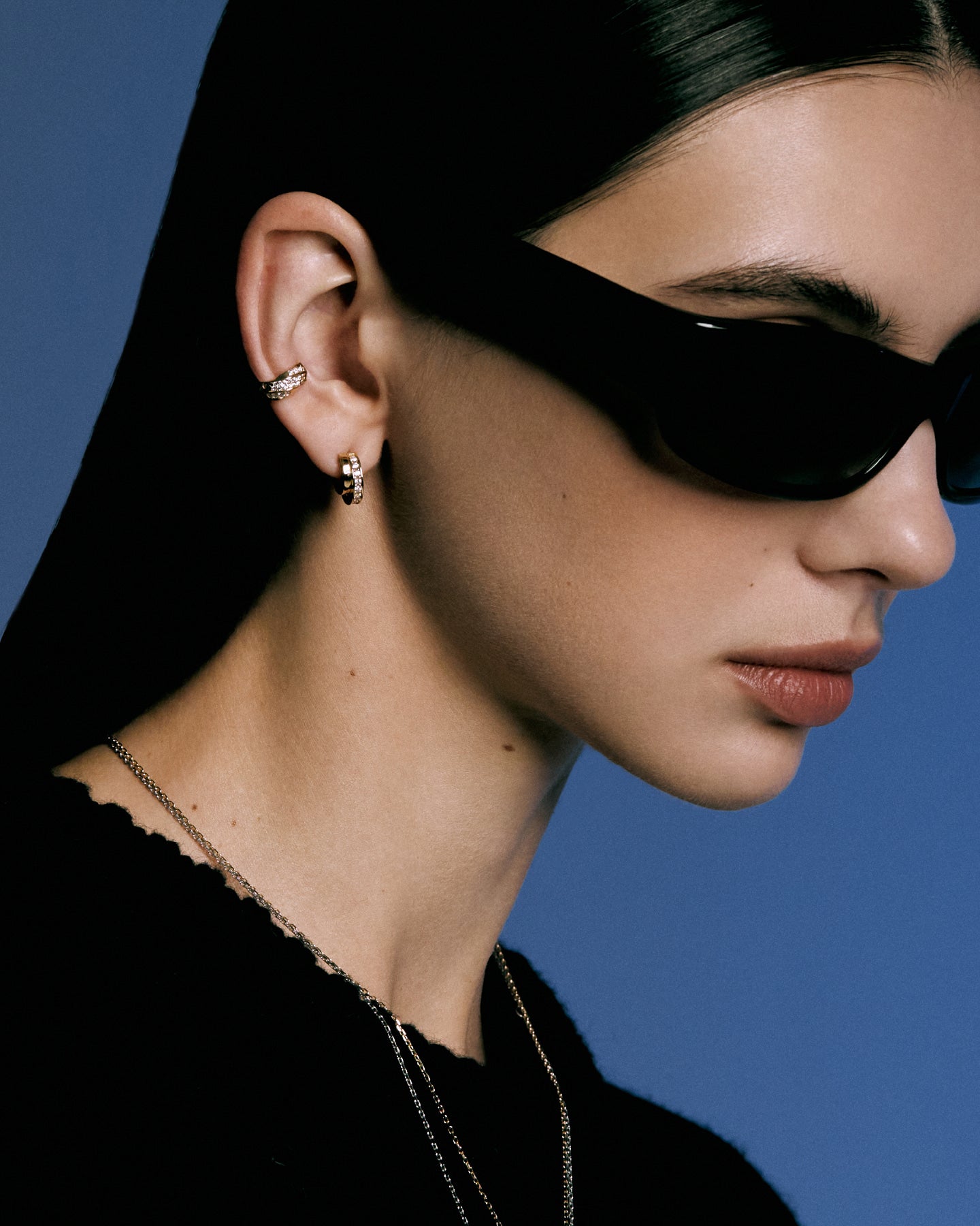 Numbering - Double Line Pave Hoop Earrings #3126 product image 2 | TRAB K-Fashion Australia