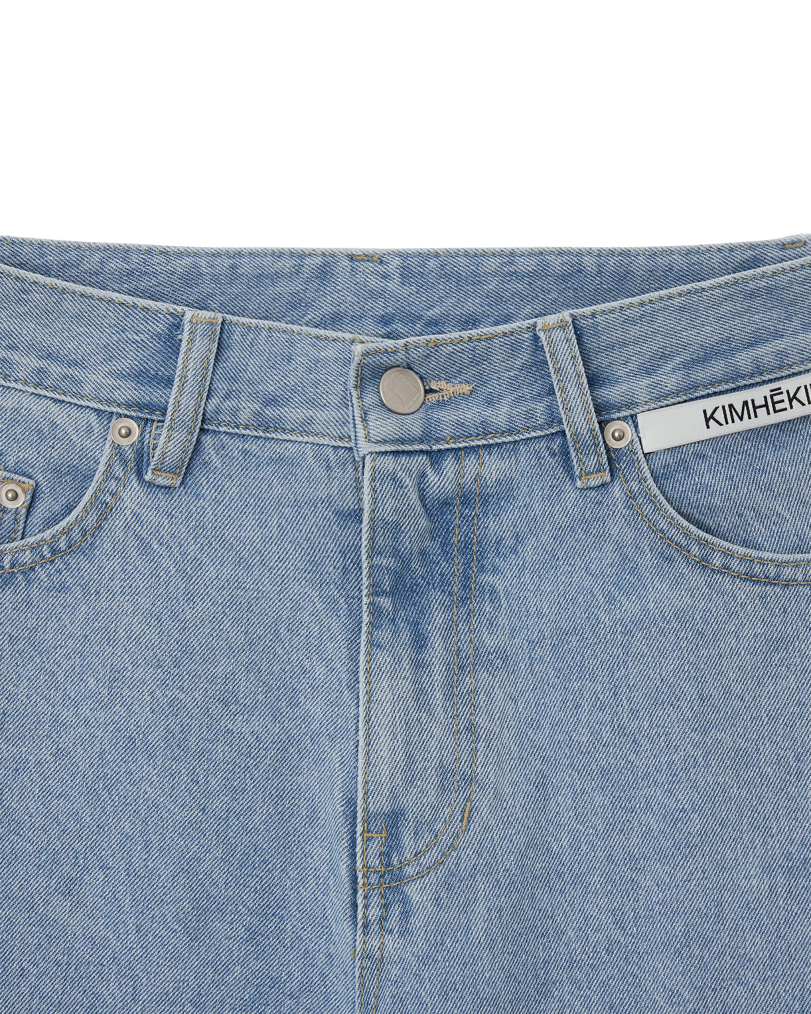 Kimhe Kim - Pearl Embellished Wide Leg Denim Pants (Sky Blue) product image 4 | TRAB K-Fashion Australia