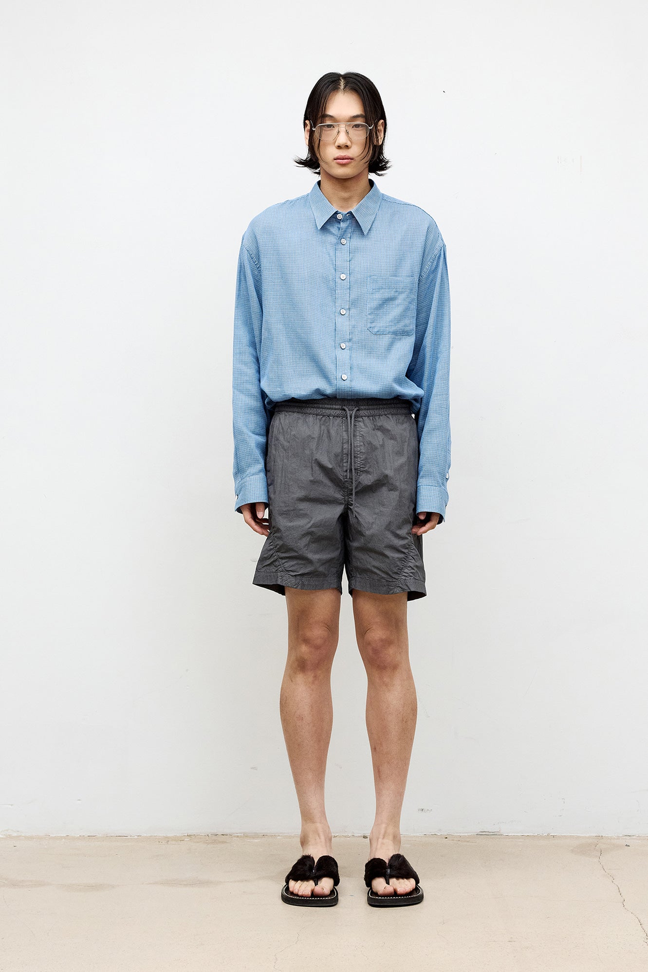 Coor - Cotton Tencel Micro Blue Check Shirt (Blue Check) product image 2 | TRAB K-Fashion Australia