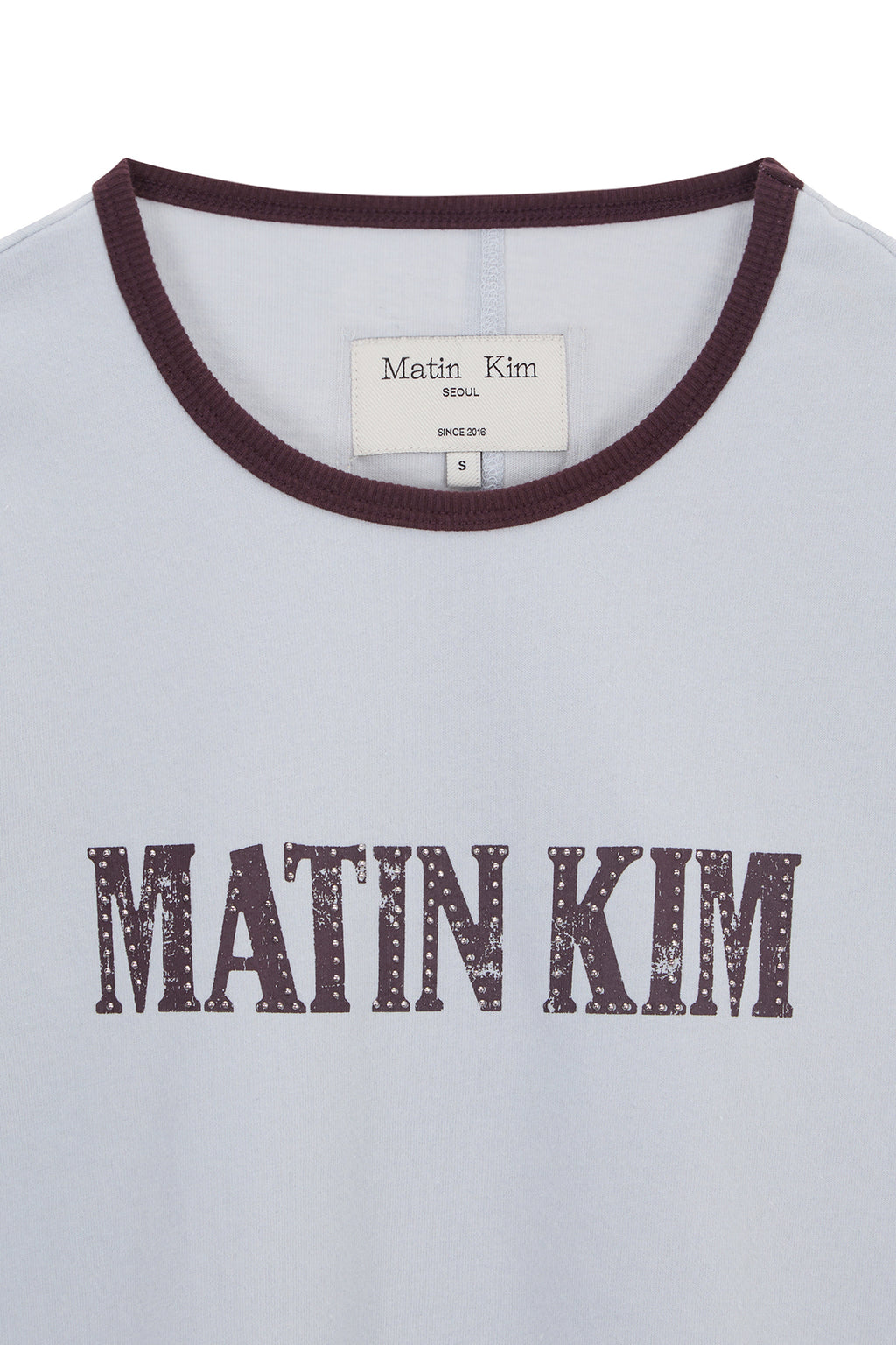 Matin Kim - Stud Logo Ringer Top (Smoke Blue) product image 4 | TRAB K-Fashion Australia