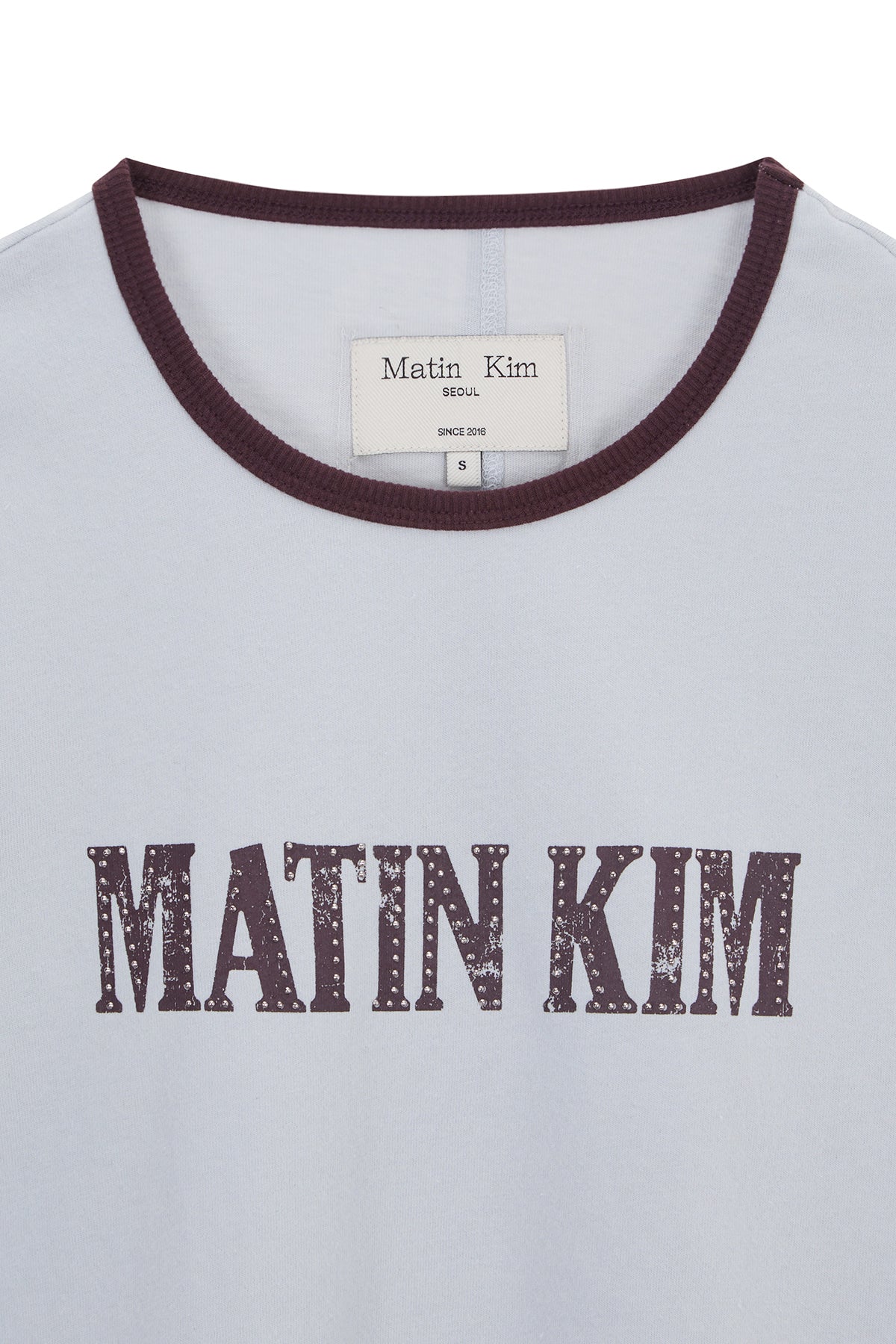 Matin Kim - Stud Logo Ringer Top (Smoke Blue) product image 4 | TRAB K-Fashion Australia