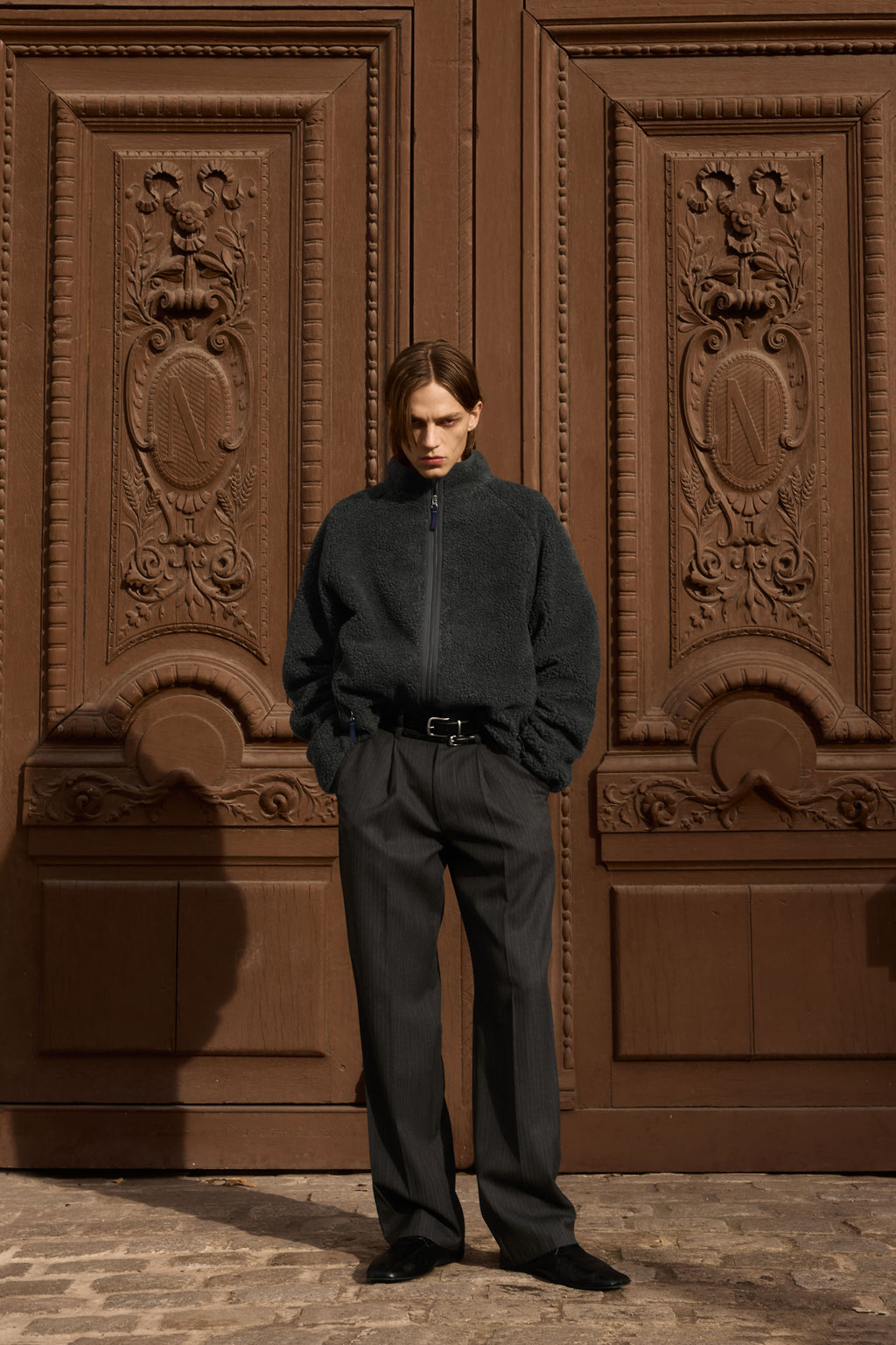 STU - Fleece Zip-Up Jacket In (Charcoal) product image 5 | TRAB K-Fashion Australia