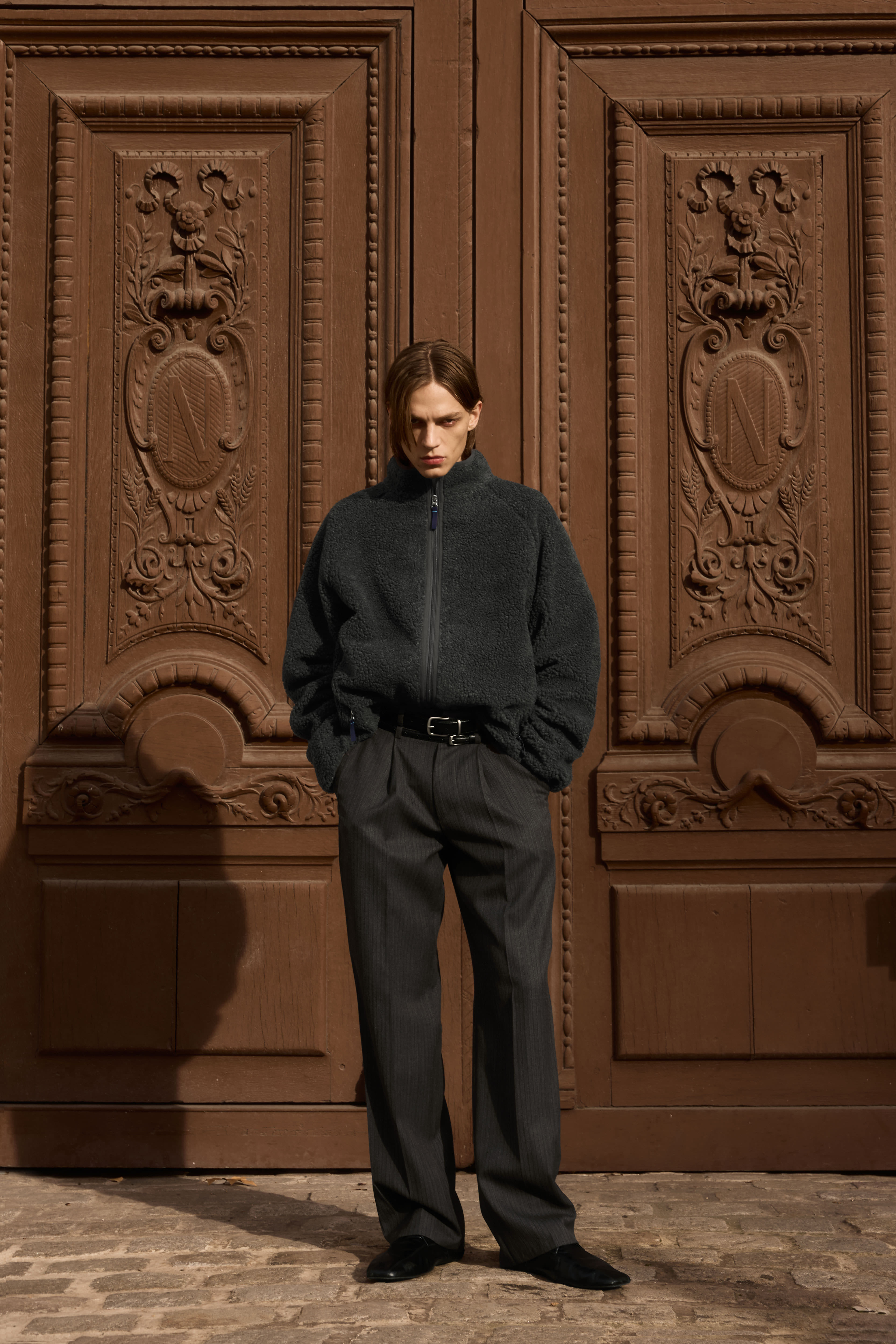 STU - Fleece Zip-Up Jacket In (Charcoal) product image 5 | TRAB K-Fashion Australia