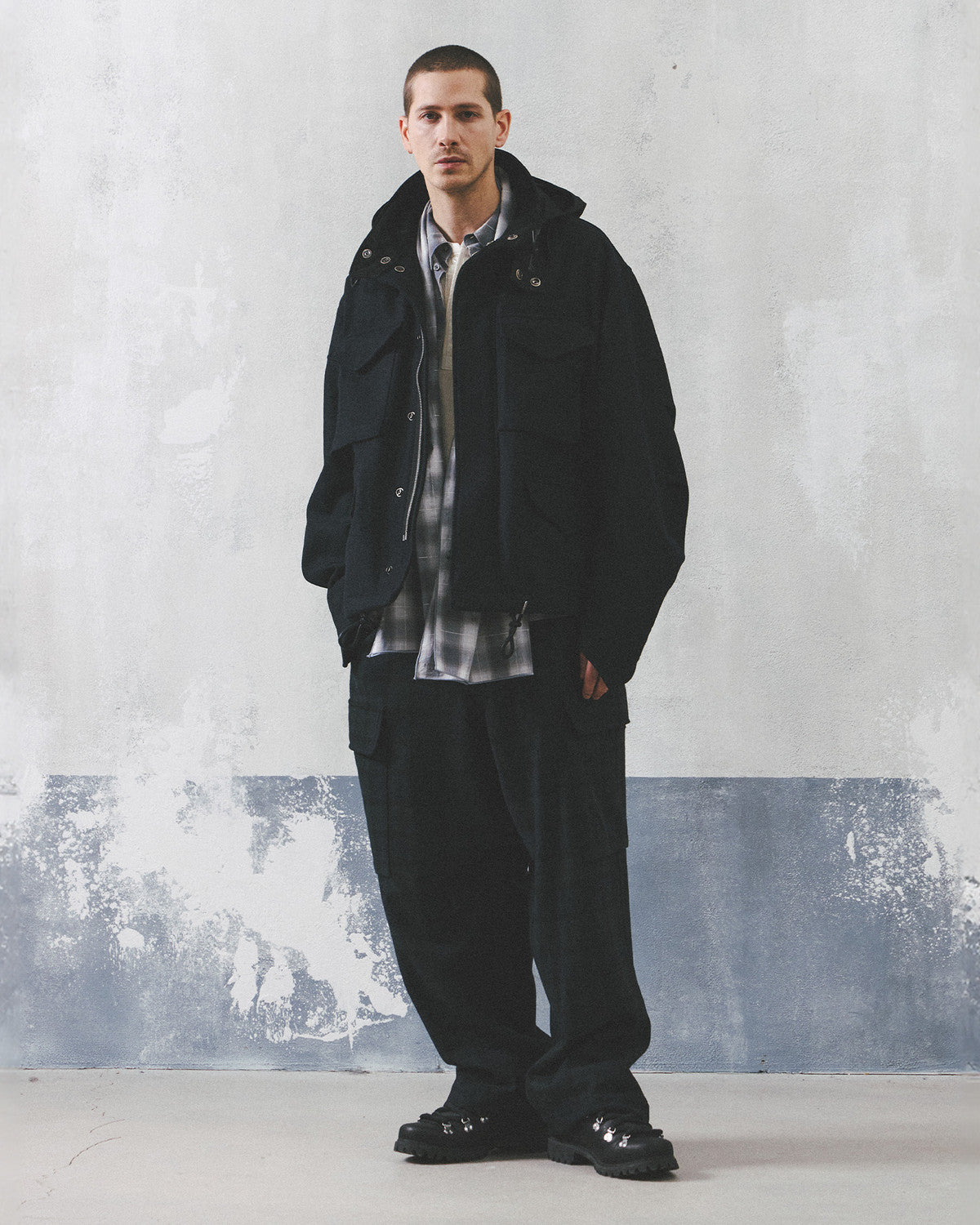 Eastlogue - Pattern Scarf (L.grey & Blue Check) product image 1 | TRAB K-Fashion Australia