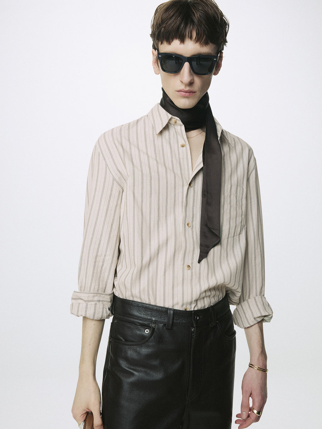Tonywack - Striped Cotton Shirt (Warm Grey) product image 7 | TRAB K-Fashion Australia
