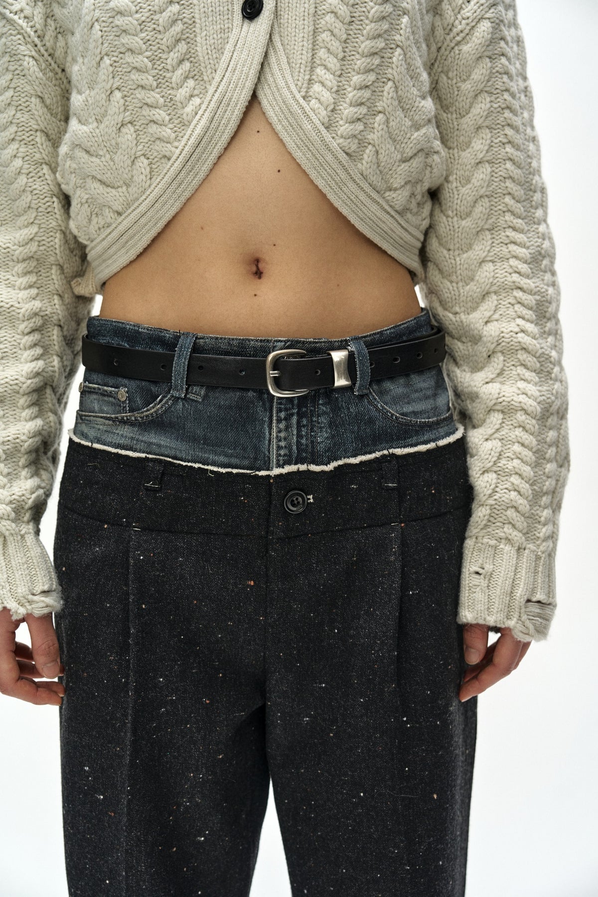 Andersson Bell - Cable Cropped Cardigan (Ivory/Ecru) product image 7 | TRAB K-Fashion Australia