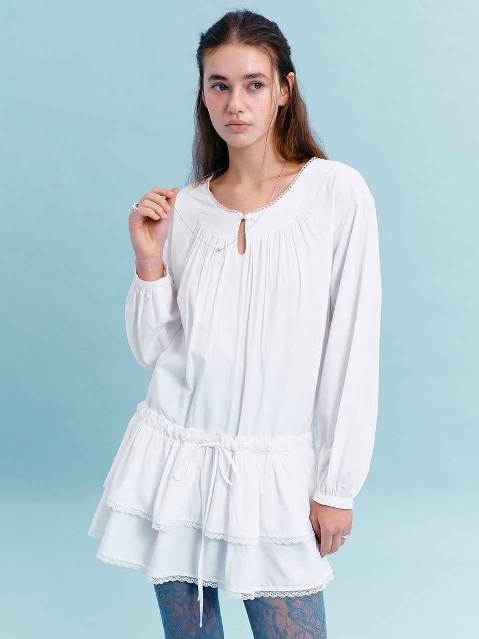 Margarin Fingers - Lace Cancan One-Piece (White) product image 1 | TRAB K-Fashion Australia