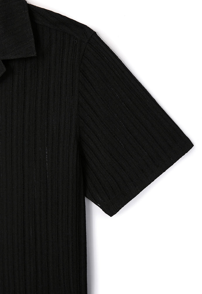 Tonywack - Crochet Camp Collar Half Sleeve Shirt (Black) product image 8 | TRAB K-Fashion Australia