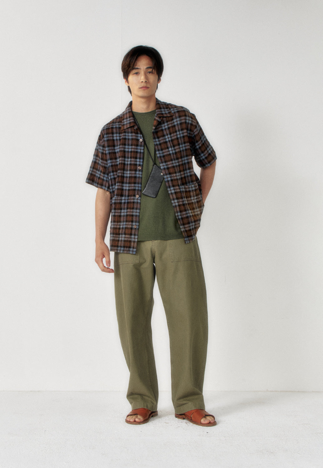 Art if acts - Check Two Pocket Half Shirt (Blue/Brown) product image 4 | TRAB K-Fashion Australia