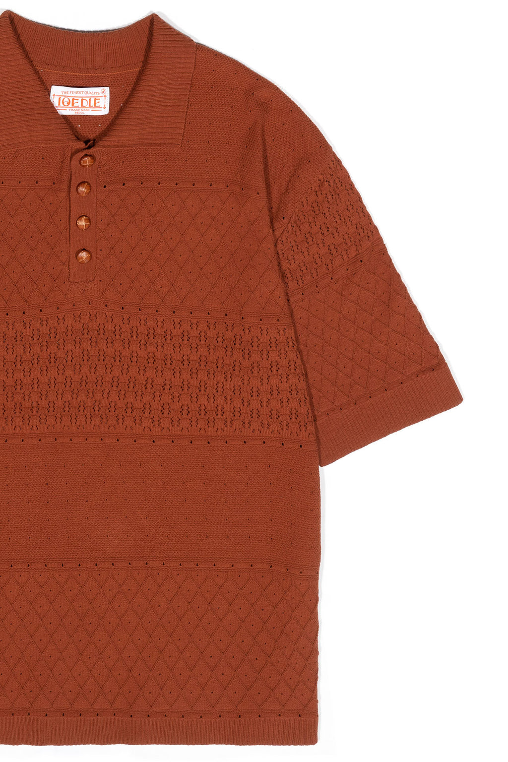 Ioedle - Mesh Short Sleeve Collared Knit (Brown) product image 5 | TRAB K-Fashion Australia