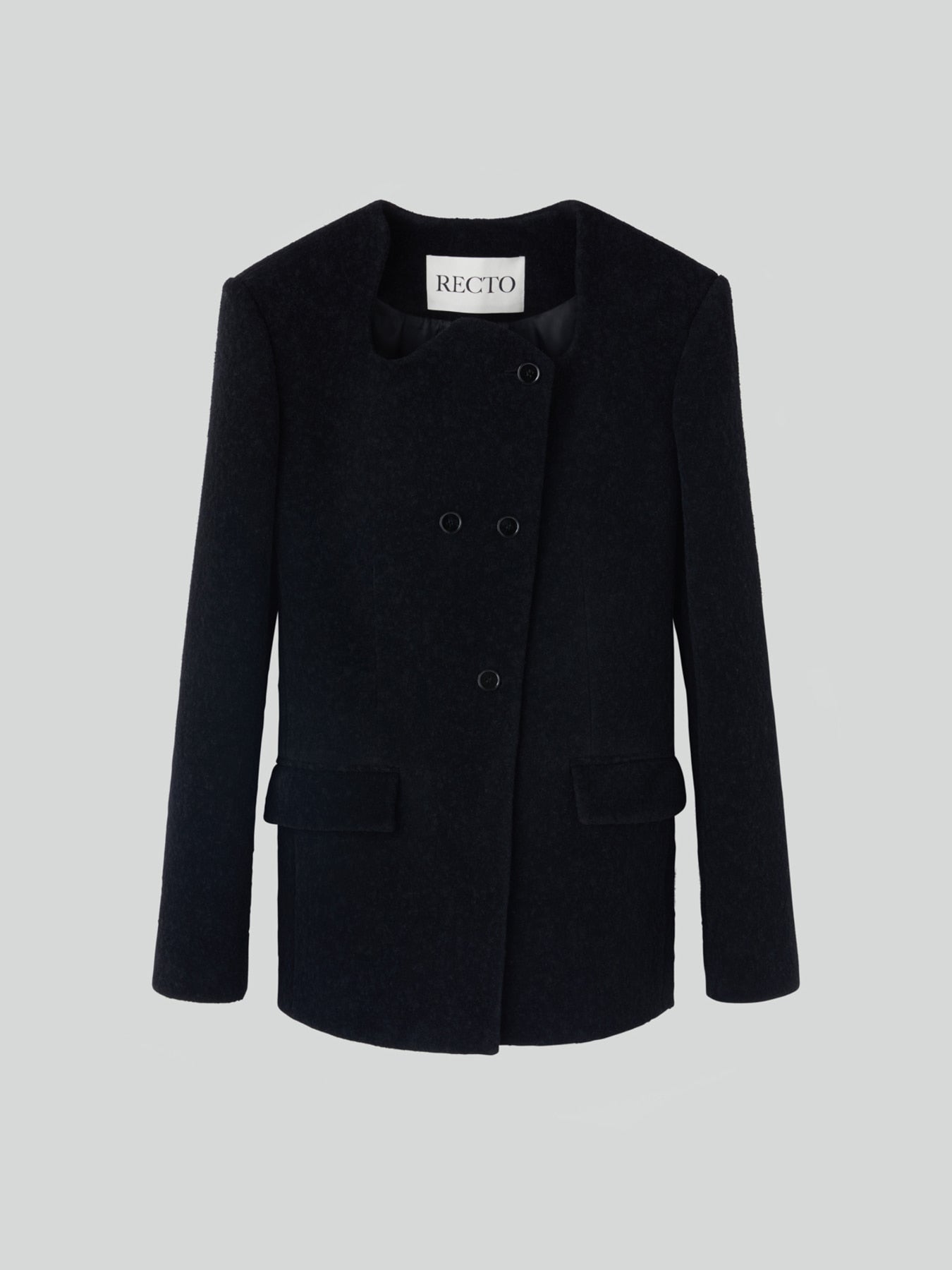 Recto - Rc Signature Curved Neck Long Jacket (Black) product image 10 | TRAB K-Fashion Australia