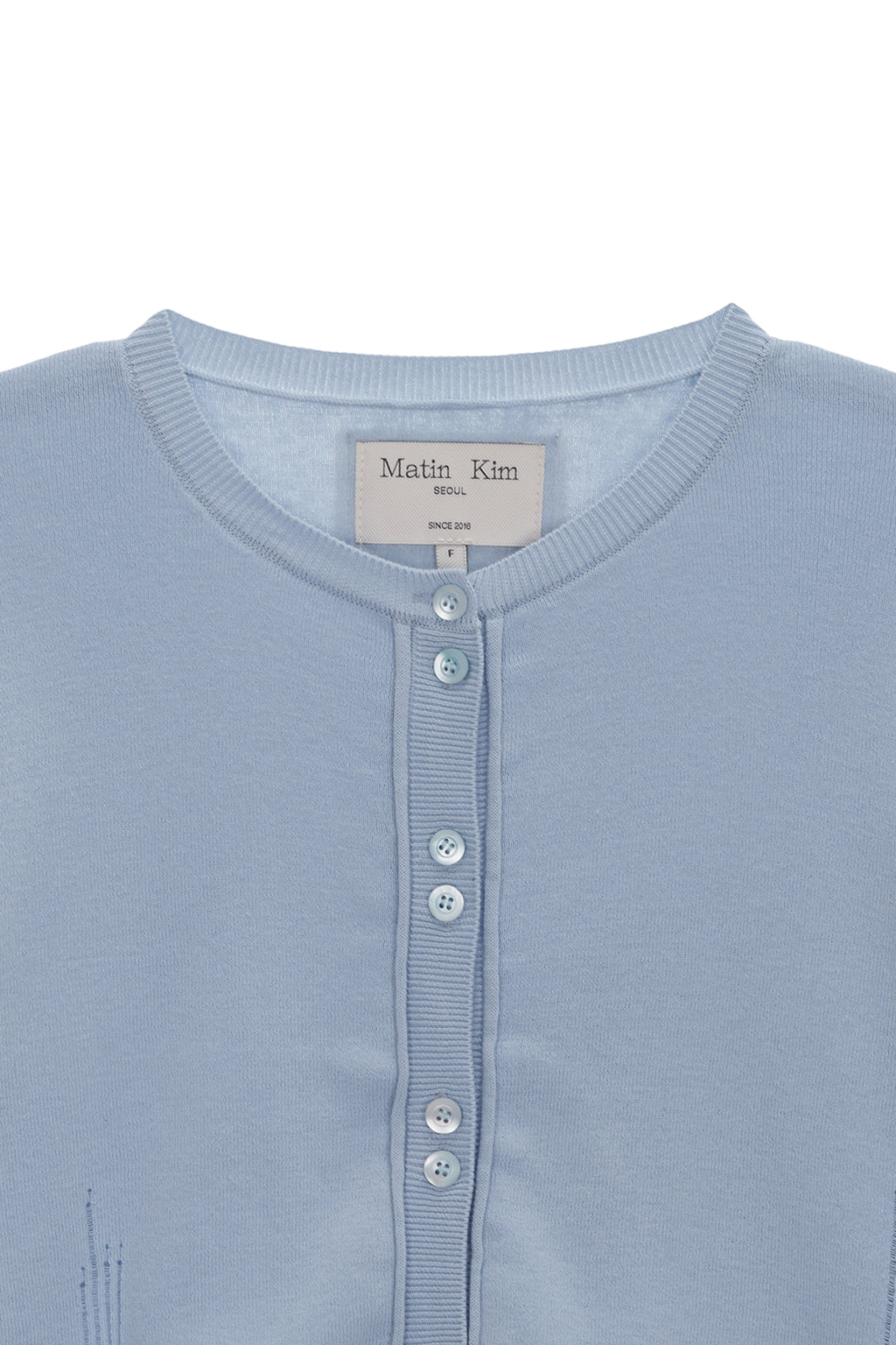 Matin Kim - Three Quarter Sleeve Round Cardigan (Sky) product image 3 | TRAB K-Fashion Australia