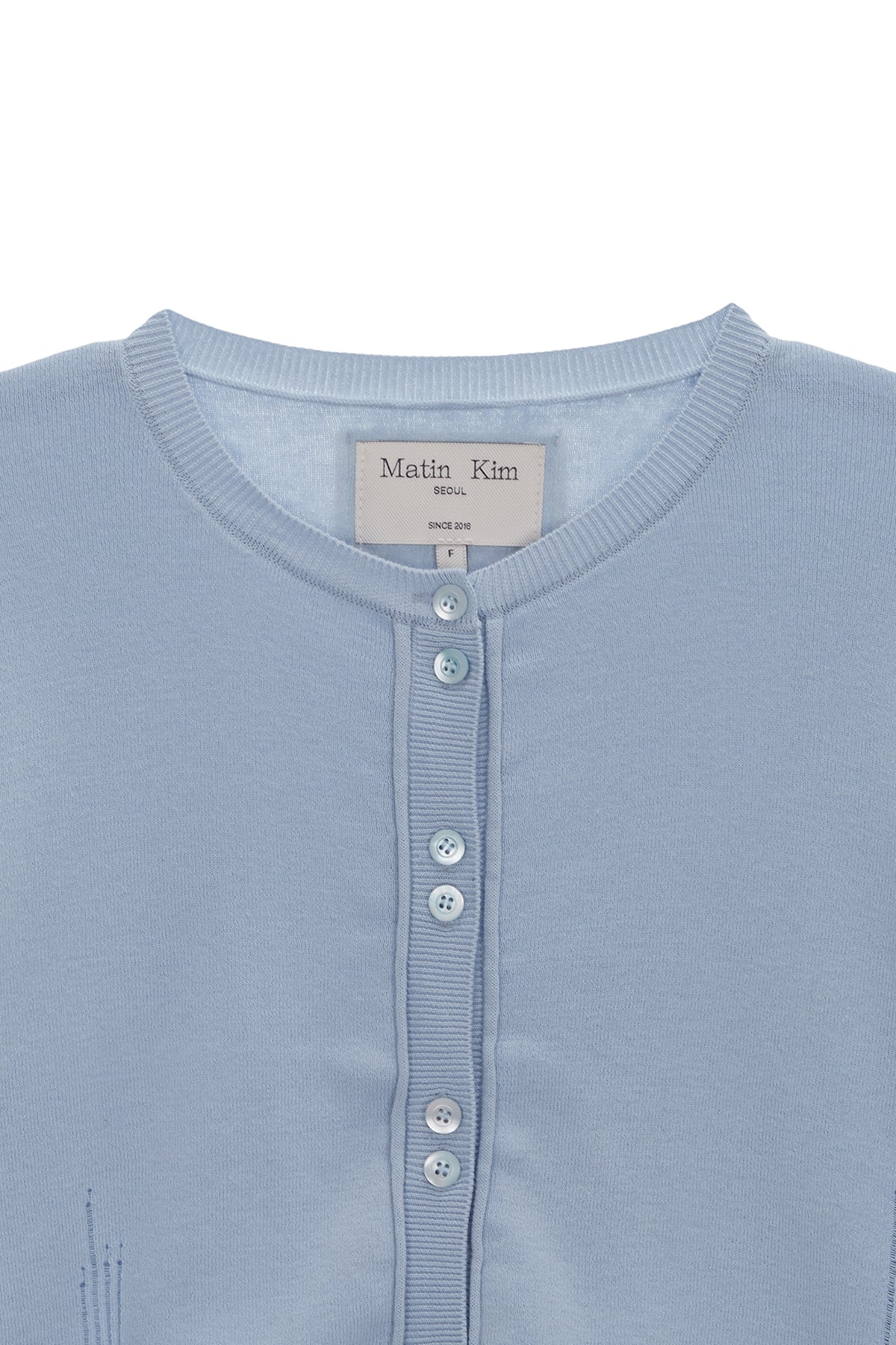 Matin Kim - Three Quarter Sleeve Round Cardigan (Sky) product image 3 | TRAB K-Fashion Australia