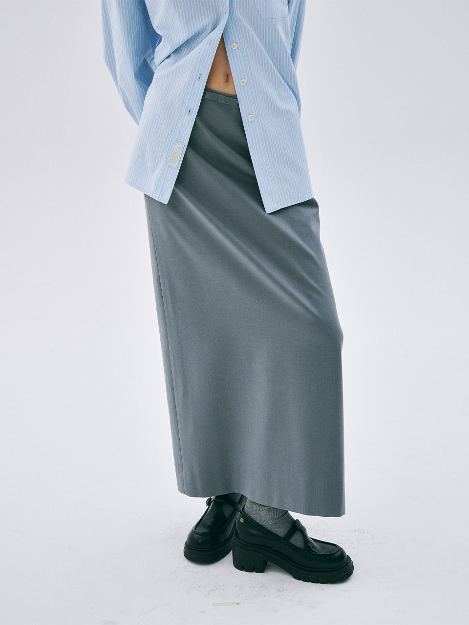 Mardi Mercredi - Maxi Skirt Slit (Grey) product image 1 | TRAB K-Fashion Australia