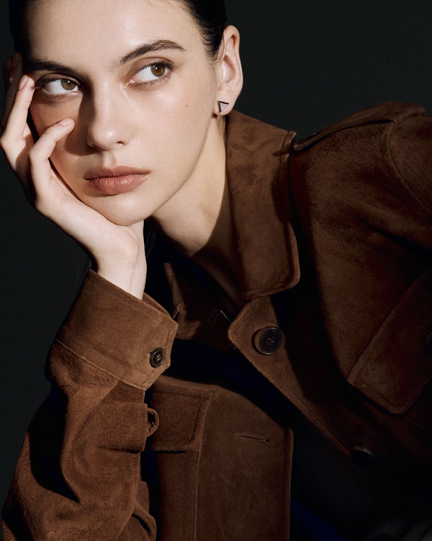 Numbering - Inverted Triangle Earrings with Stone Chain #3191 product image 5 | TRAB K-Fashion Australia