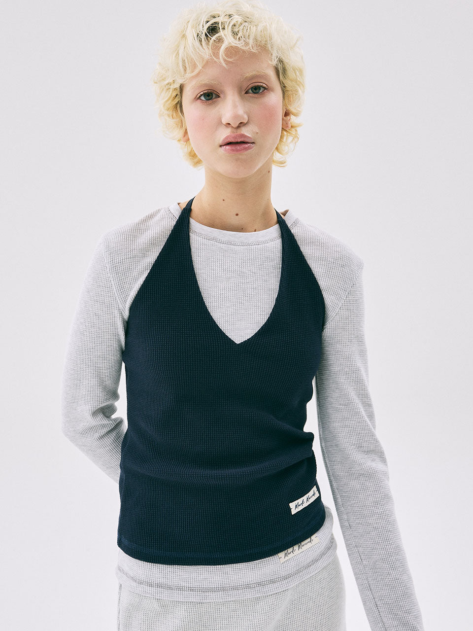 Mardi Mercredi - Waffle Top Halter Neck (Navy) product image 1 | TRAB K-Fashion Australia