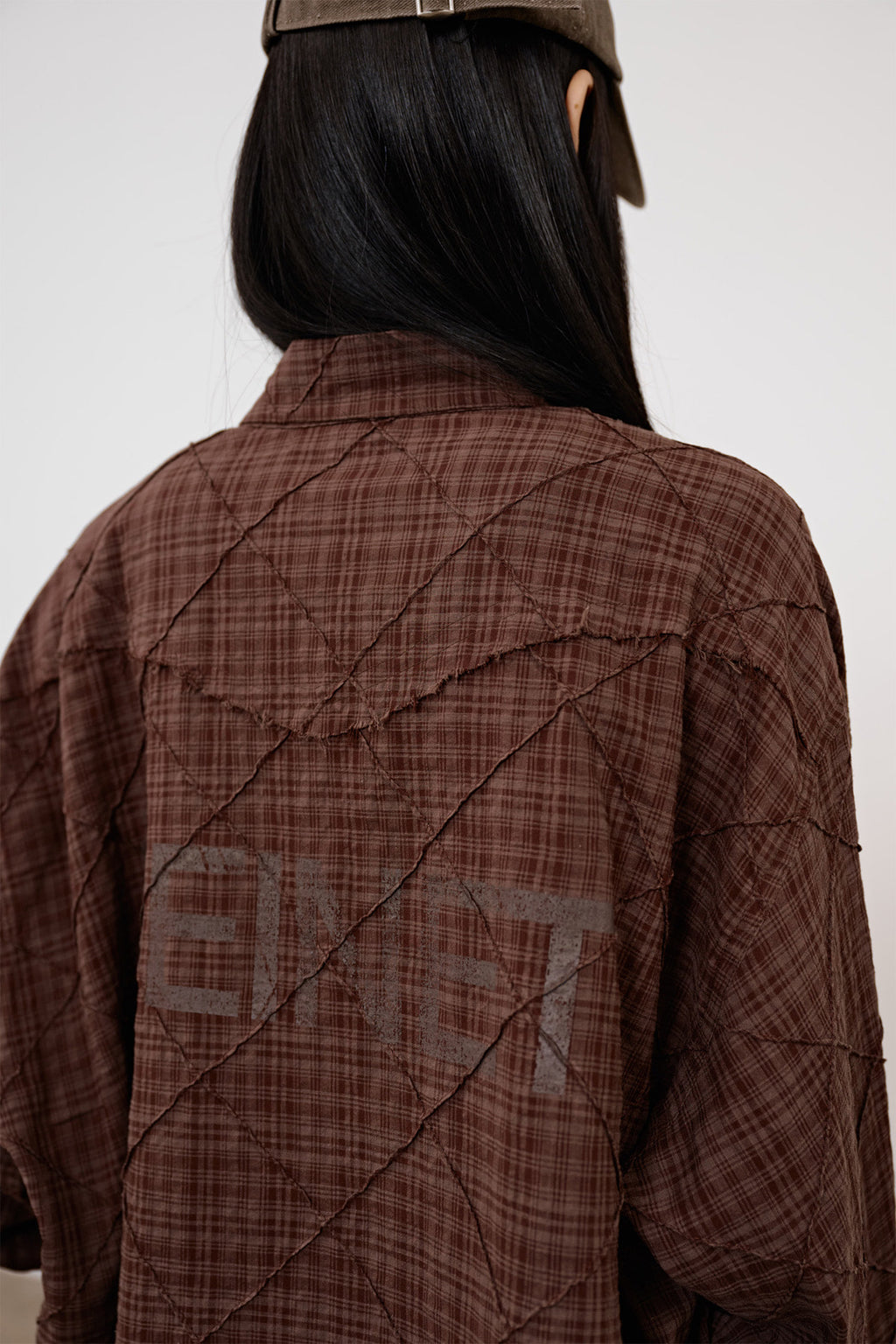 Deinet - Double Checkered Overfit Shirt (Brown) product image 9 | TRAB K-Fashion Australia