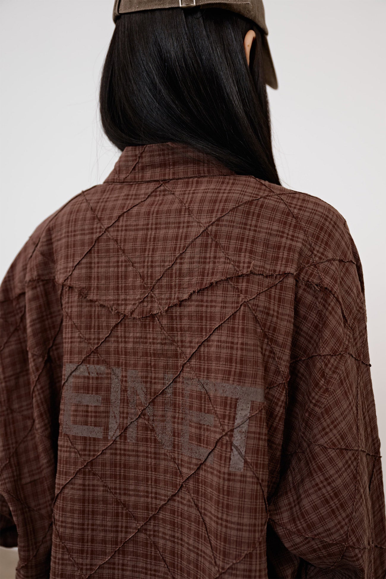 Deinet - Double Checkered Overfit Shirt (Brown) product image 9 | TRAB K-Fashion Australia