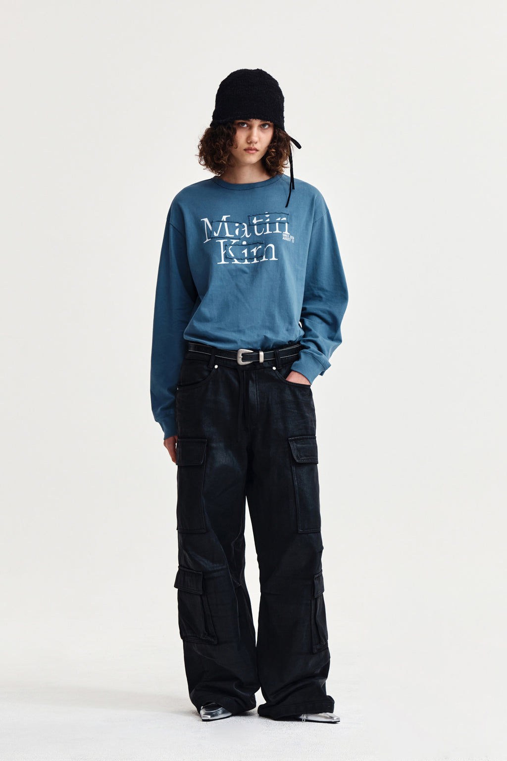 Matin Kim - Patch Graphic Long Sleeve Top (Smoke Blue) product image 9 | TRAB K-Fashion Australia