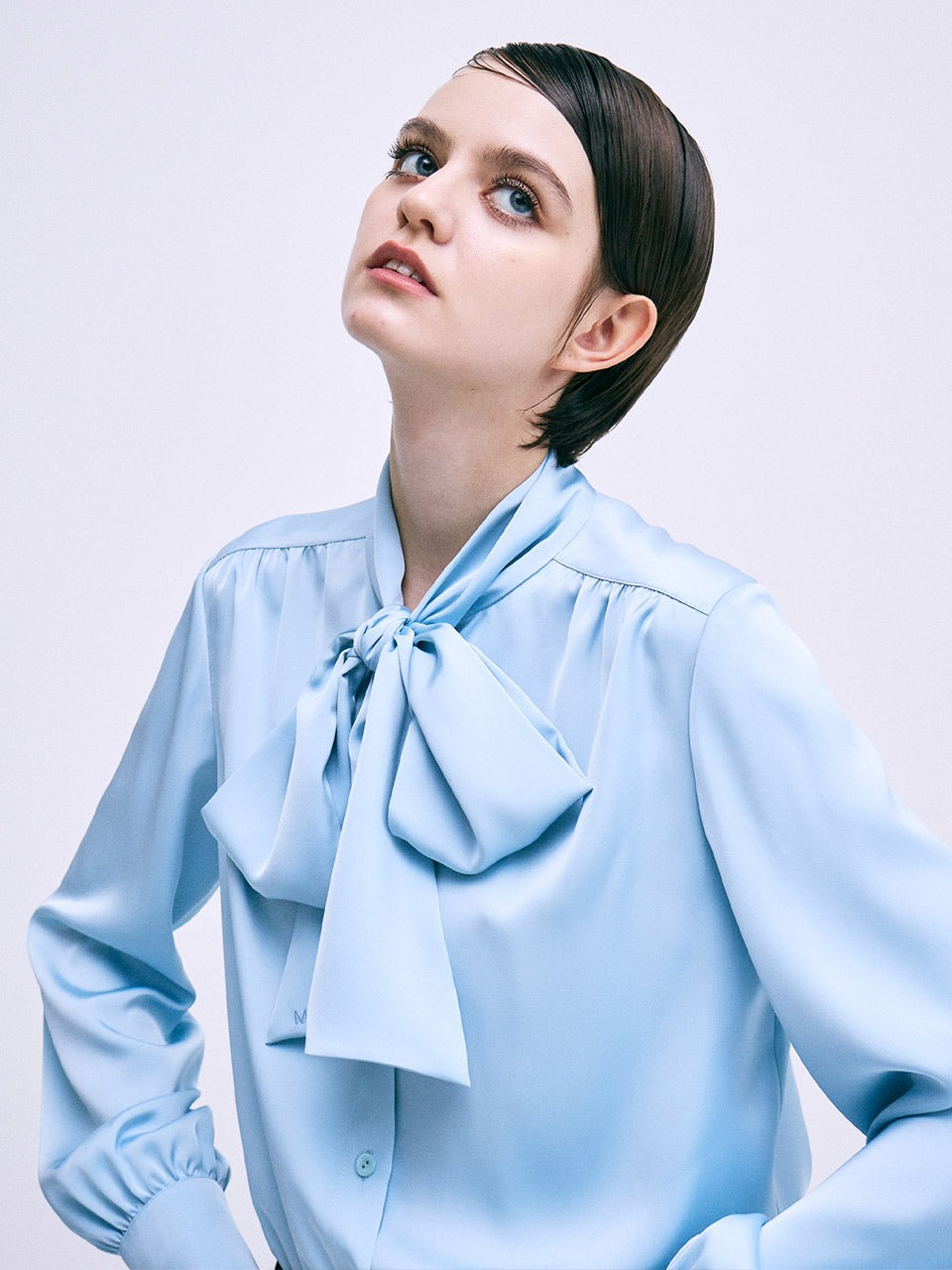 Mardi Mercredi - Blouse Tie Neck (Sky) product image 1 | TRAB K-Fashion Australia