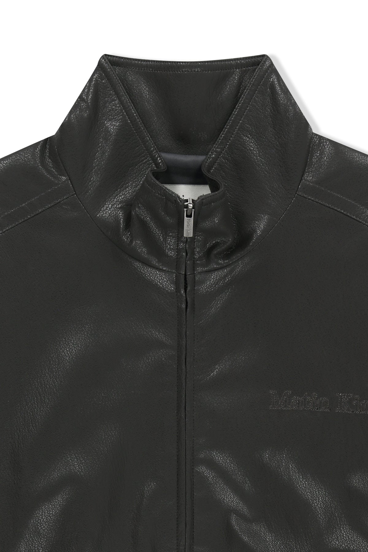 Matin Kim - Small Logo Faux Leather High Neck Jumper (Dark Brown) product image 4 | TRAB K-Fashion Australia