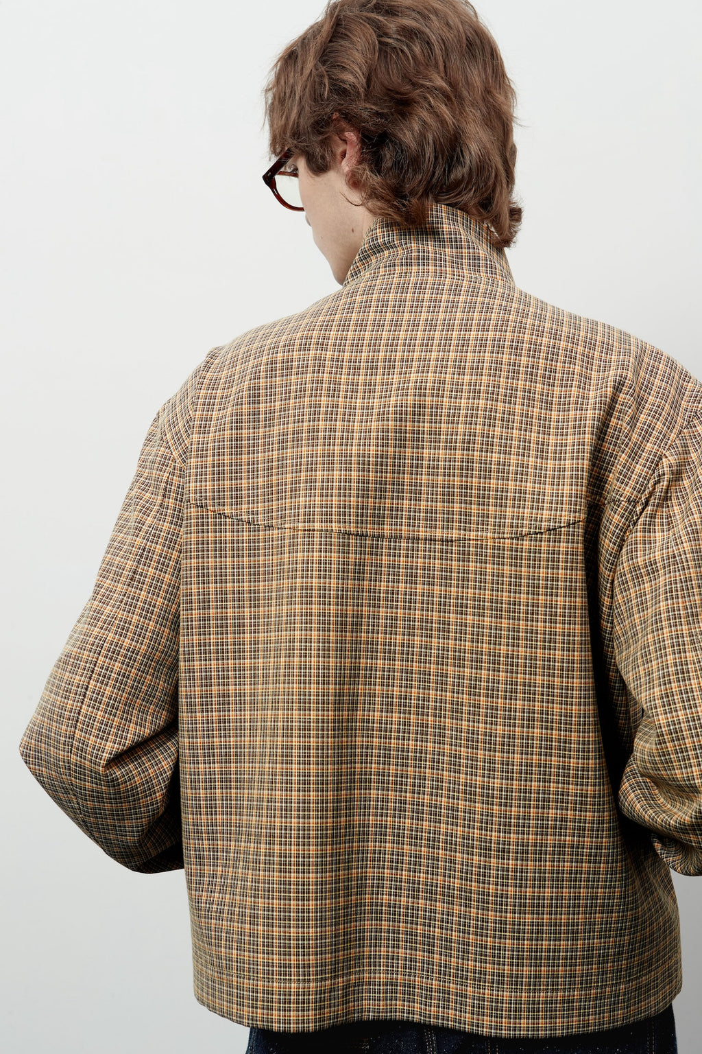Stu - High Neck Crop Check Jacket Orange (Brown) product image 11 | TRAB K-Fashion Australia