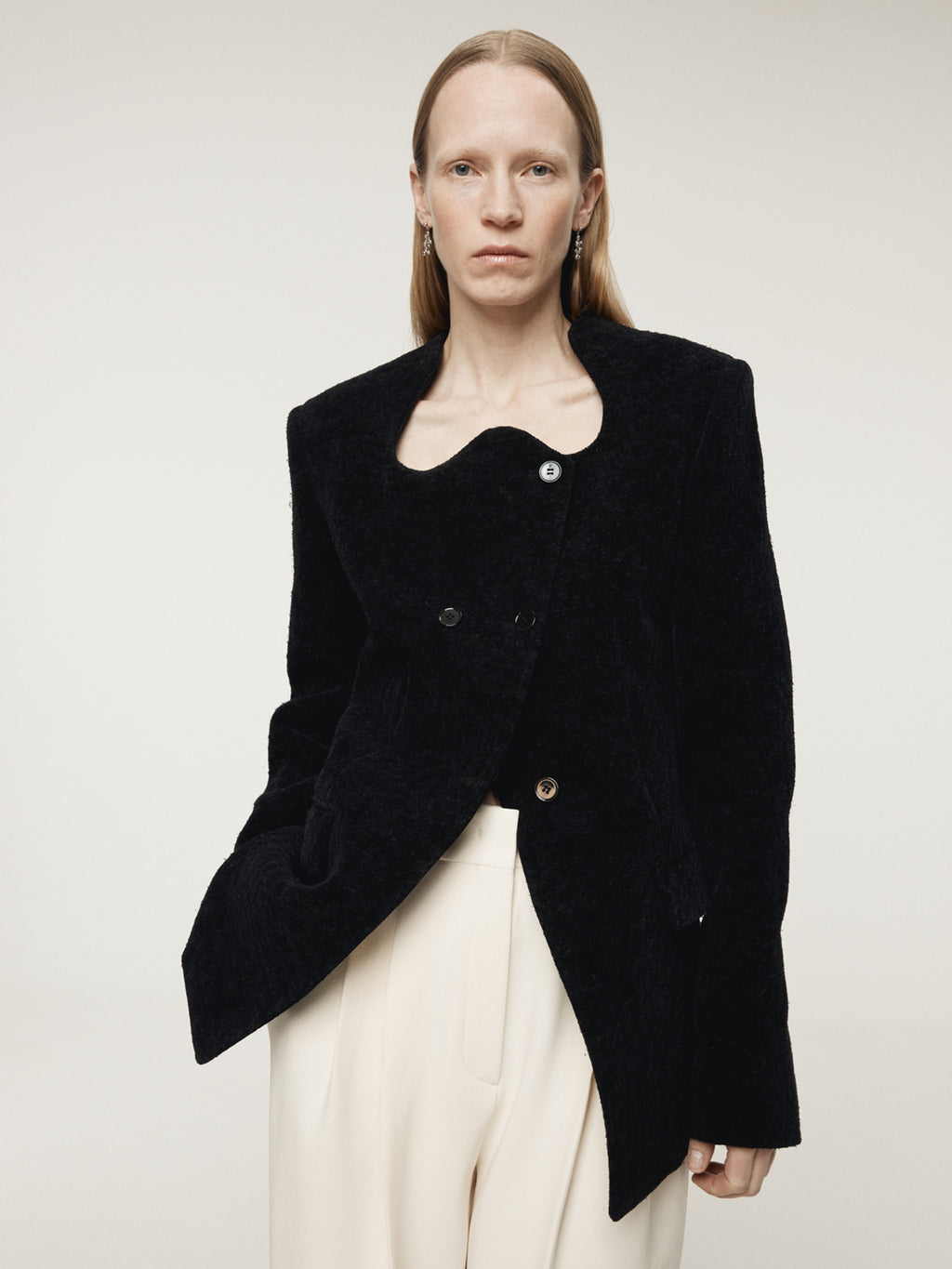 Recto - Rc Signature Curved Neck Long Jacket (Black) product image 7 | TRAB K-Fashion Australia