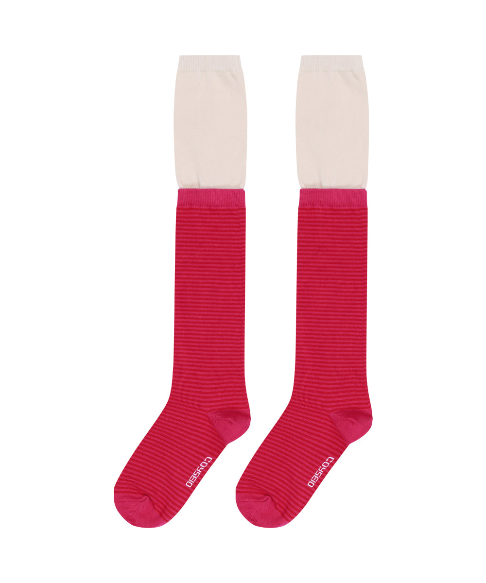 Coyseio - Double-Layer Striped Socks (Pink) product image 13 | TRAB K-Fashion Australia