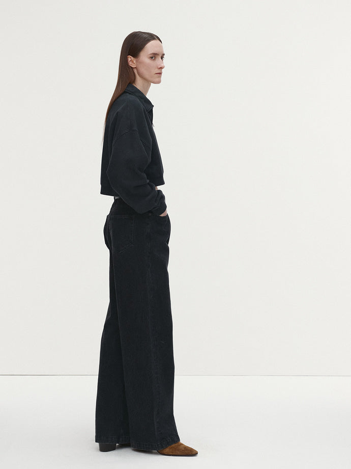 Tonywack - Garment-Dyed Cropped Zip Up Sweatshirt (Faded Black) product image 3 | TRAB K-Fashion Australia