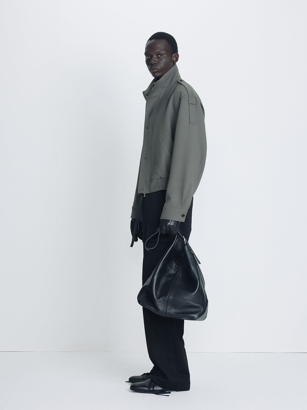 Tonywack - Stand Collar Epaulette Blouson (Ash Olive) product image 2 | TRAB K-Fashion Australia