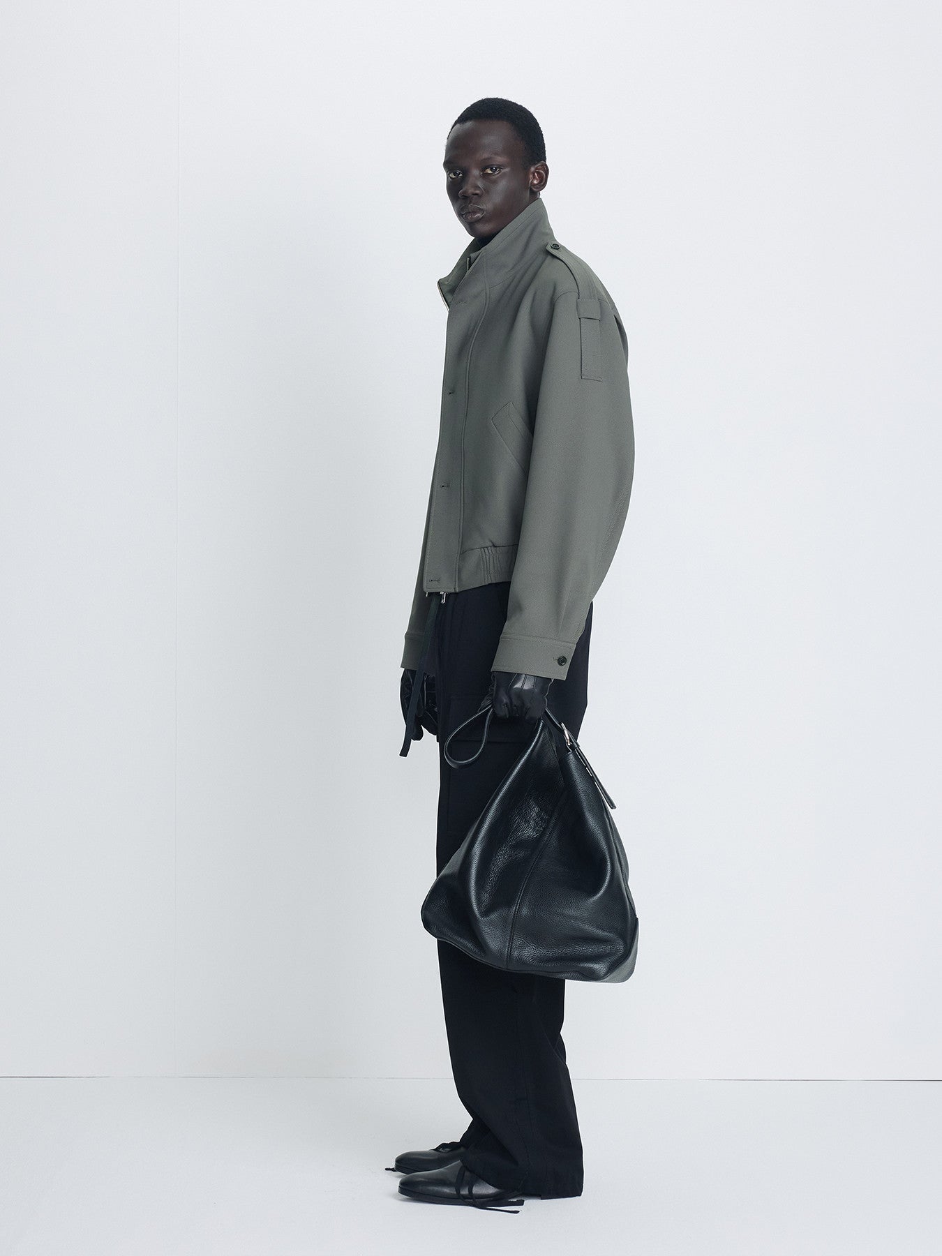 Tonywack - Stand Collar Epaulette Blouson (Ash Olive) product image 2 | TRAB K-Fashion Australia