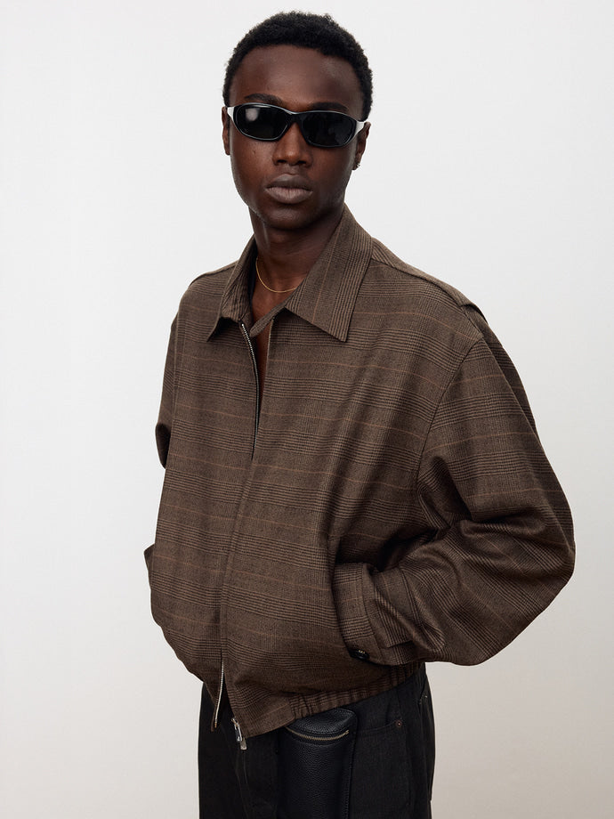 Tonywack - Checked Wool French Blouson (Pale Brown) product image 1 | TRAB K-Fashion Australia