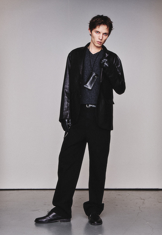 Art if acts - Vegetable Leather Cutting Blazer_Italy Lambskin (Black) product image 4 | TRAB K-Fashion Australia