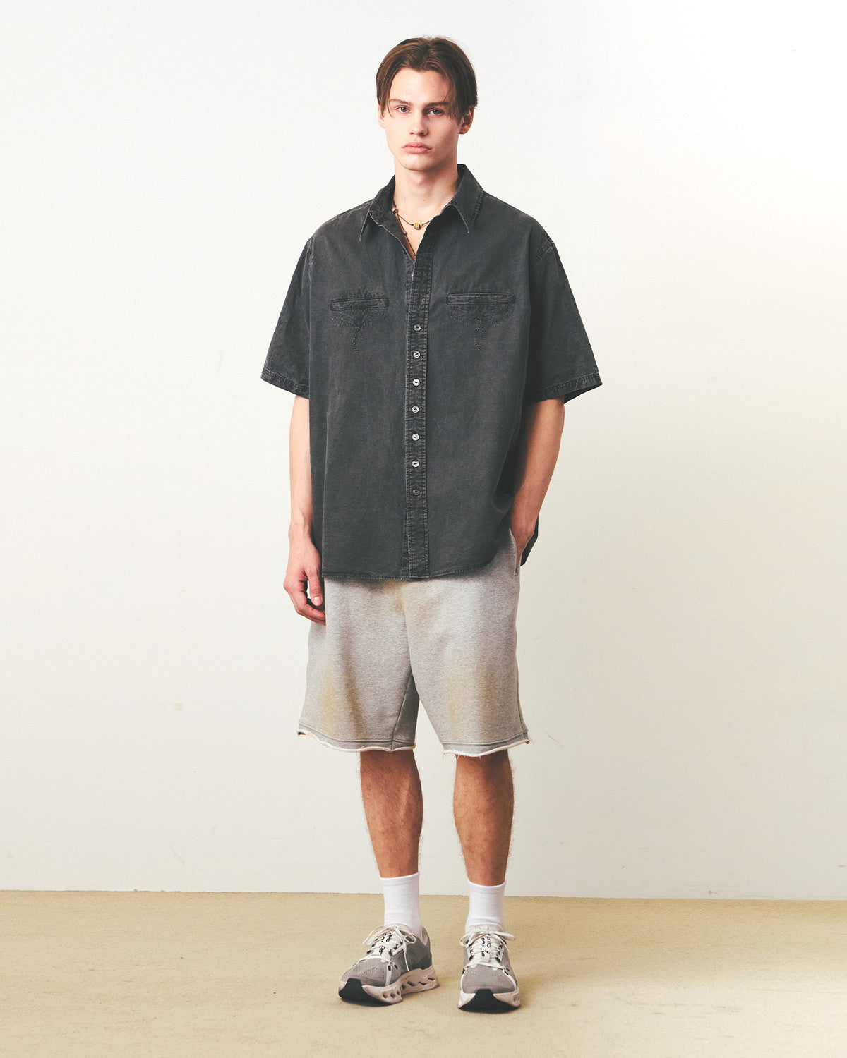 Eastlogue - Antique Country Half Shirts (Pigment Black Linen) product image 4 | TRAB K-Fashion Australia