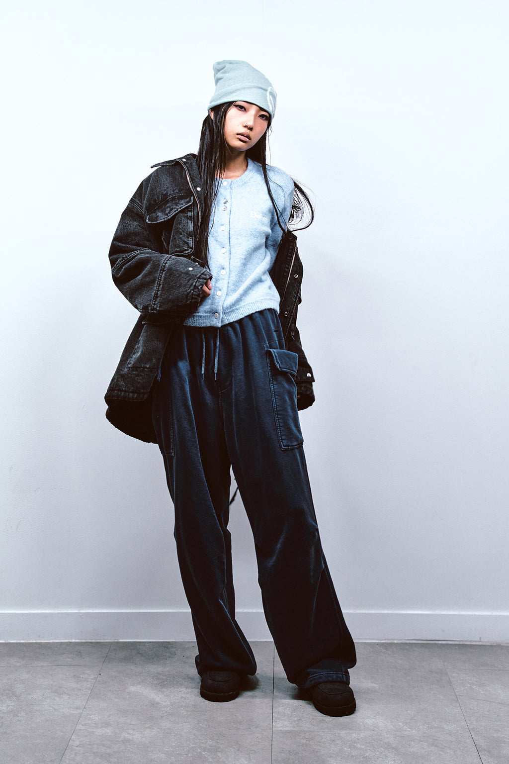 Deinet - Alpaca Round Knit Cardigan (Light Blue) product image 2 | TRAB K-Fashion Australia