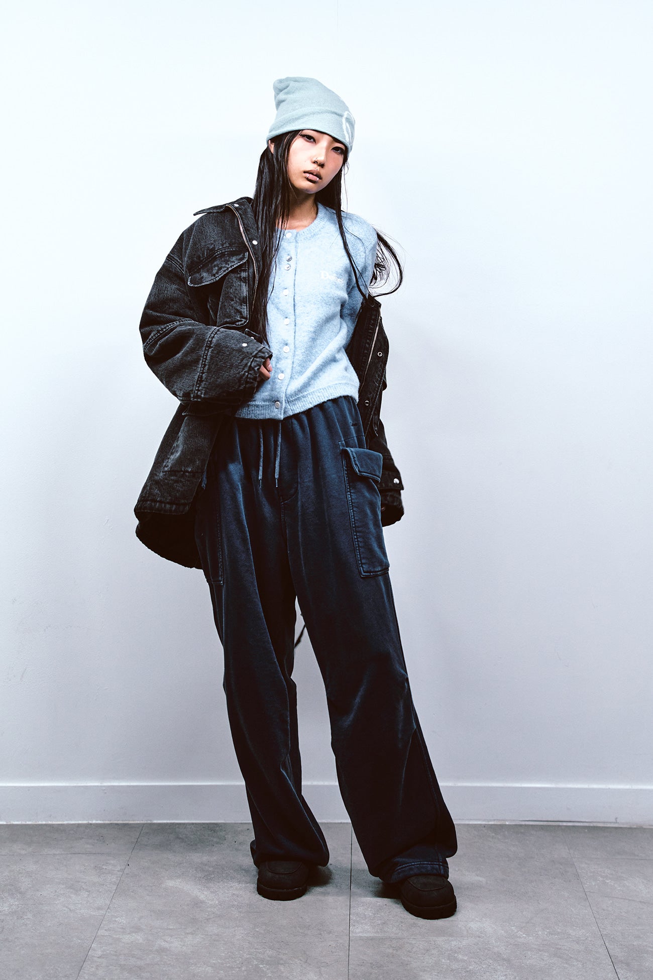 Deinet - Alpaca Round Knit Cardigan (Light Blue) product image 2 | TRAB K-Fashion Australia