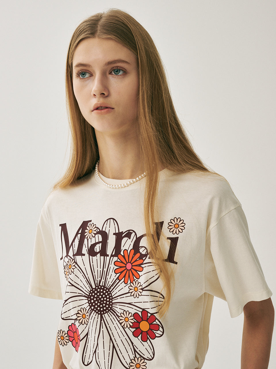 Mardi Mercredi - Tshirt Flowermardi Blossom (Cream Burgundy) product image 1 | TRAB K-Fashion Australia